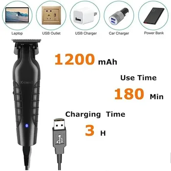 Kemei Hair Trimmers Professional Hair Trimmers 0mm Barber Haircut Machine Electric Clippers Rechargeable Trimmer for Men KM-2299