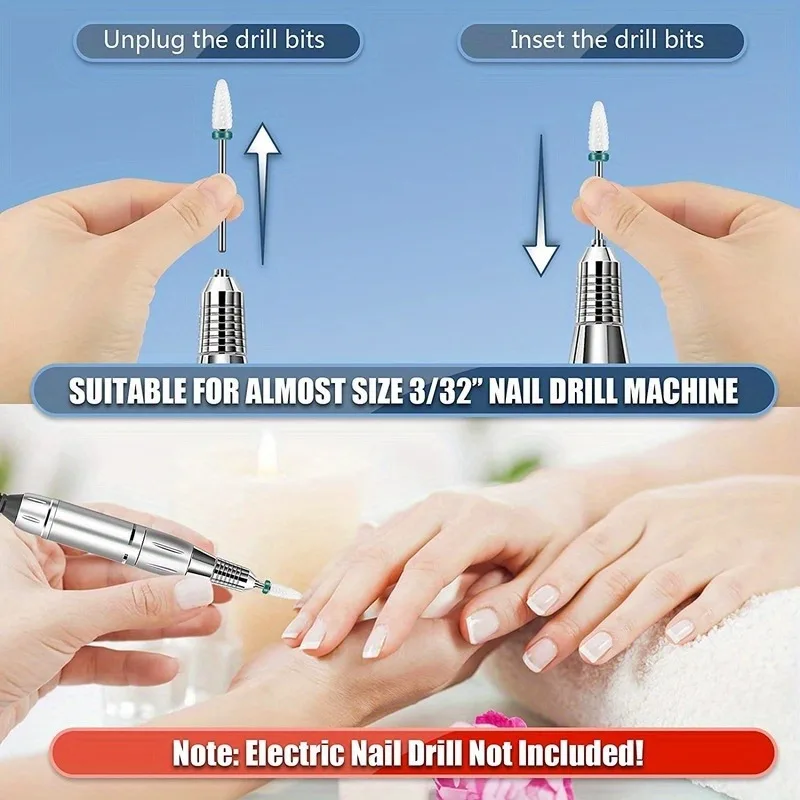 Diamond Carbide Nail Drill Bits Set 13PCS/SET 3/32" Hypoallergenic For Acrylic Nails Cuticle Nail Polish Remover