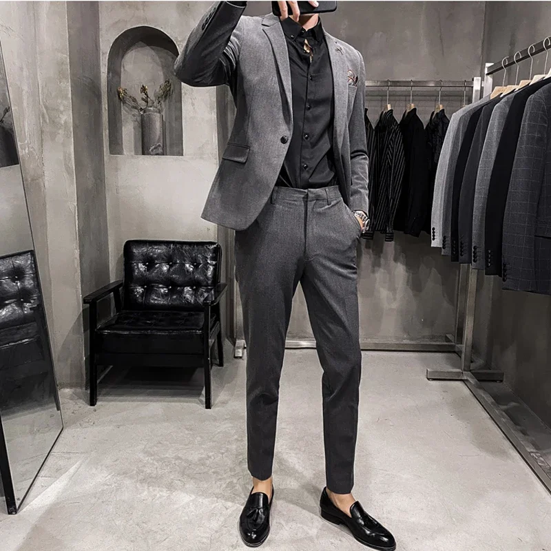 

H279 Thin slim fit small suit men's suit handsome Korean style casual large size suit