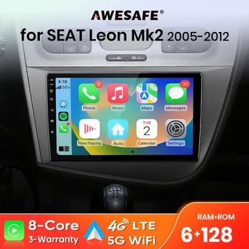 Radio AWESAFE con CarPlay y Android Auto inalámbrico para Seat Leon 2 MK2 2005 2006-2012, Plug & Play, FM, BT, RDS, DSP, 4G, GPS, SWC, Multimedia 1