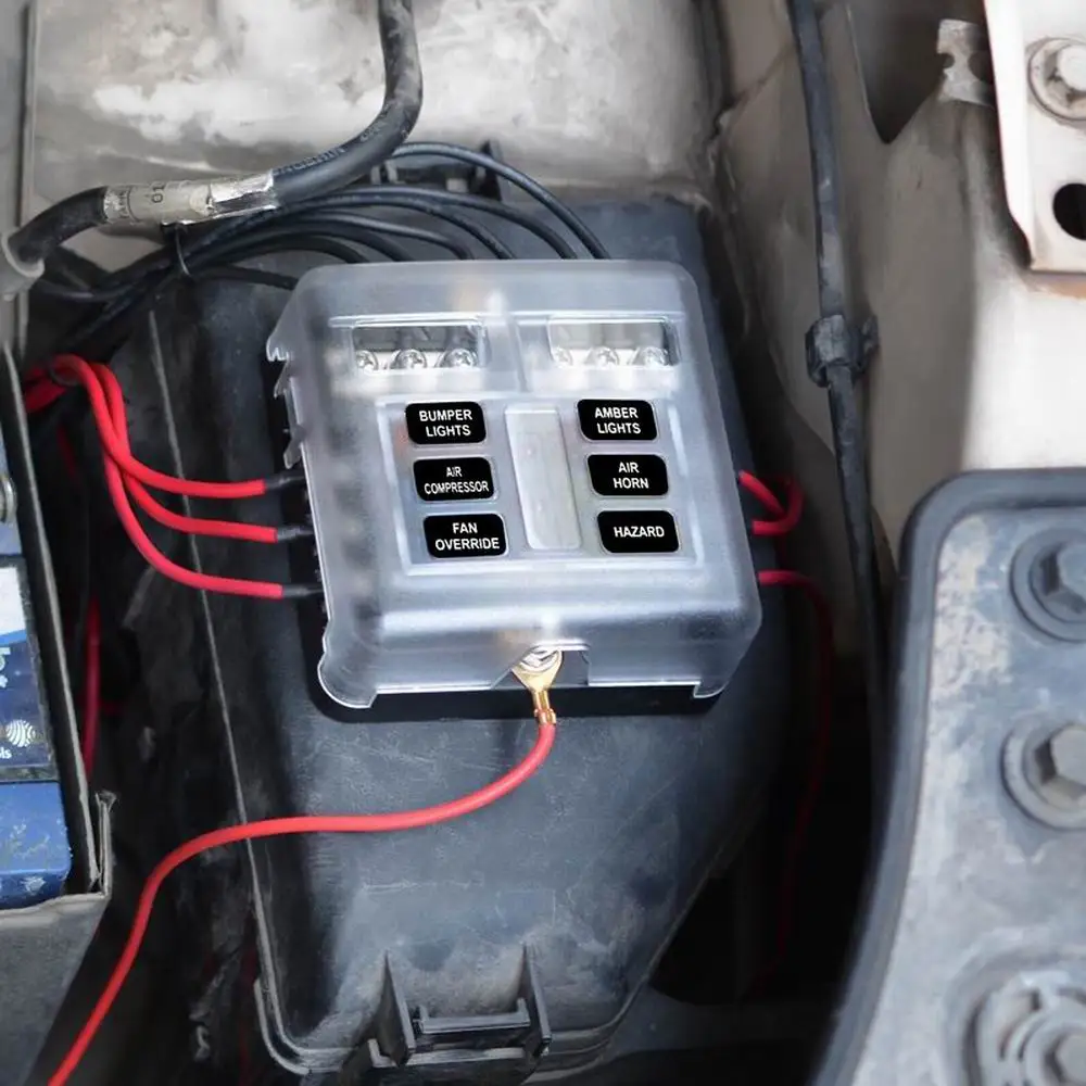 6 Ways Car Blade Holder Fuse Box Modified Terminal Block Fuse with LED Warning Light 12V 24V For Car Boat Marine Trike fuse holder car fuses kit fuse box holder