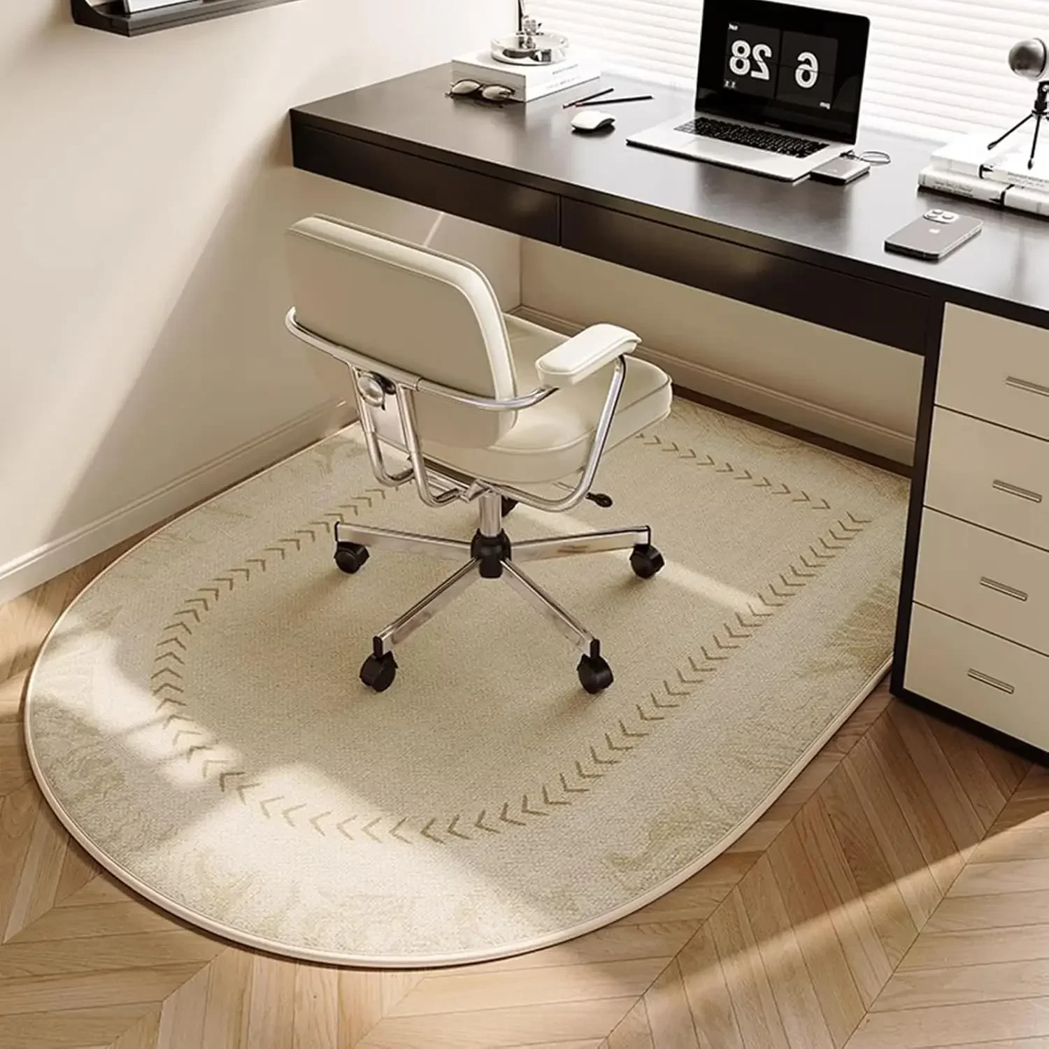 VIKAMA Bürostuhlunterlage, Rutschfester Bodenschutz für Schreibtisch & Arbeitszimmer, Langlebiger Fleckresistenter Teppich für das Home Office – Detail 5