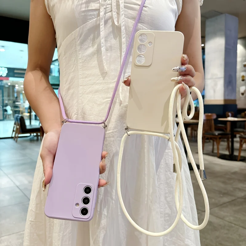Sleek Matte Solid Color Crossbody Strap Phone Case with Metal Buckle