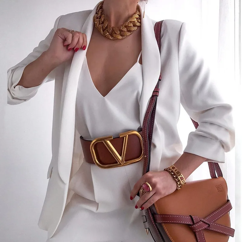 Simple Deep V Neck Casual Office Blazer 2023 Women Solid Colors Buttonless Blazer Bussiness All-Match Formal Clothing Work Wear