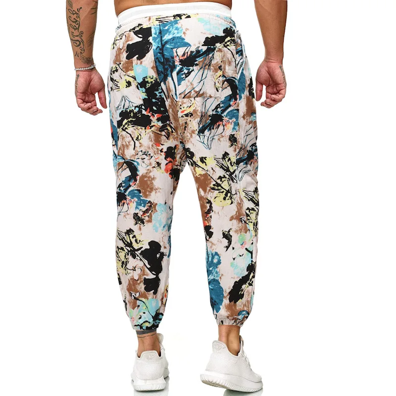 Europäische und amerikanische lässige Harems hosen Männer berühmten Clan-Stil lose Baumwoll-und Leinen hosen für Männer Mode druck Streets tyle – Detail 21