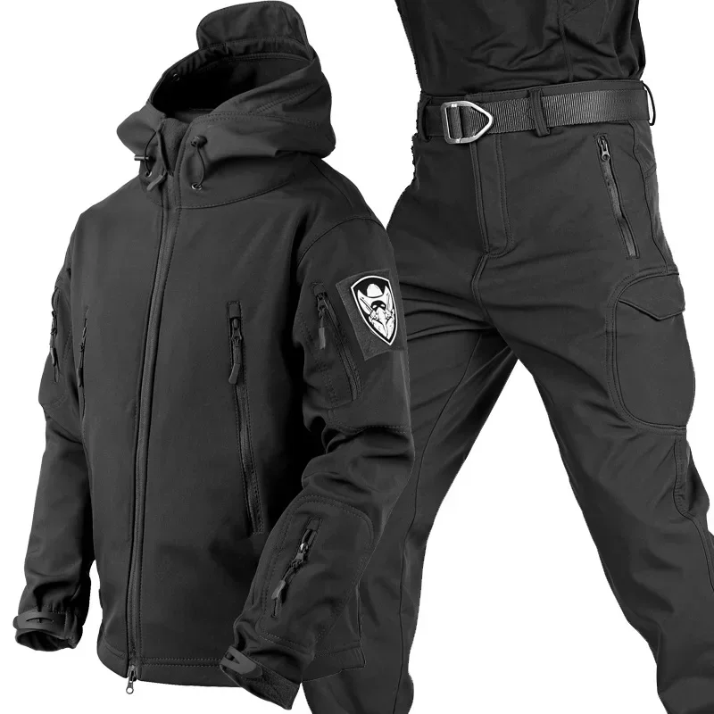 thumbnail image 1 of Traje impermeable de lana para invierno, conjunto de chándal para senderismo para hombre, chaqueta Softshell, chaqueta térmica para acampar, traje táctico, ropa de pesca, 1 of 5