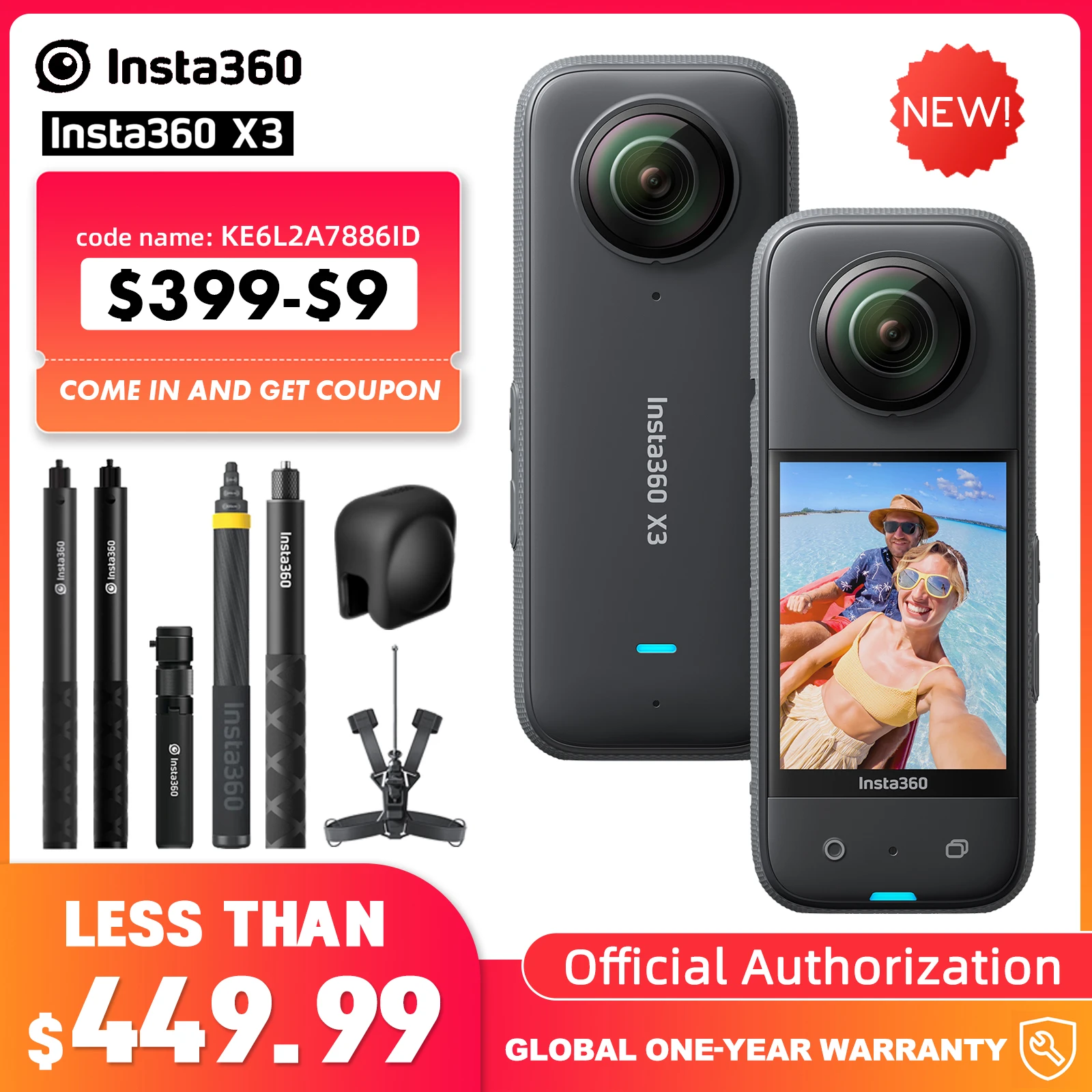 新品 未開封 Insta360 X3 360度アクションカメラ 防水 5.7K 新品 未開封 Insta360 X3 360度アクションカメラ 防水 5.7K