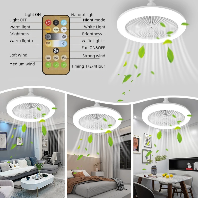 Ceiling Fan Led Ceiling Fan Lights Led Fan Light Ceiling Fan with Light LED Remote Control Ceiling Lamp E27 Dimming Chandelier AC86-265V Home Lighting Aromatherapy Fan