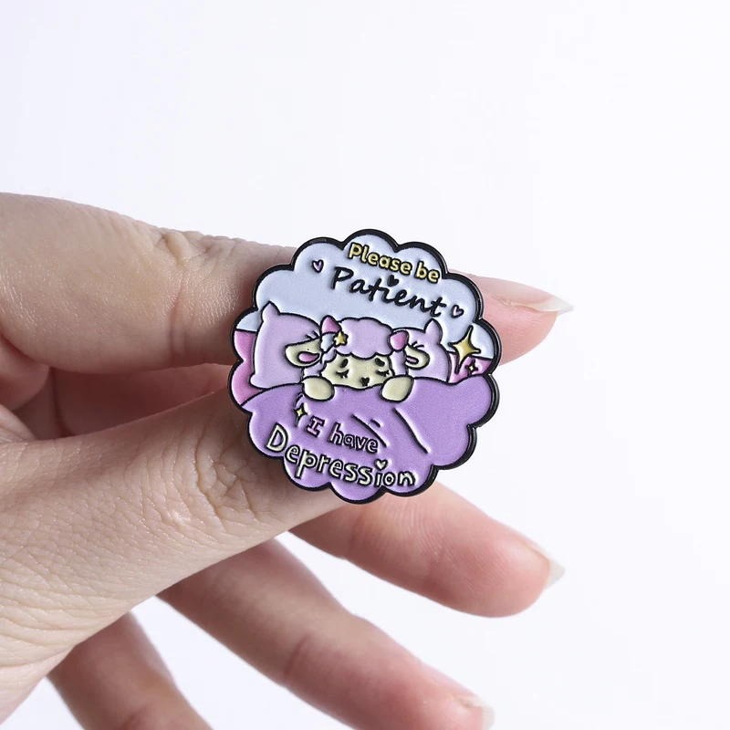 Pflege für psychische Gesundheit Bewusstsein Emaille Pin Heilung Herz Club Tickets Broschen Abzeichen Rucksack Revers Zubehör Schmuck Geschenke – Detail 3