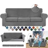Stretch Velvet Chesterfield Couch Cover with Seat Cushion Cover for Curved Settee Armchair Vintage Style Sofa Cover 1