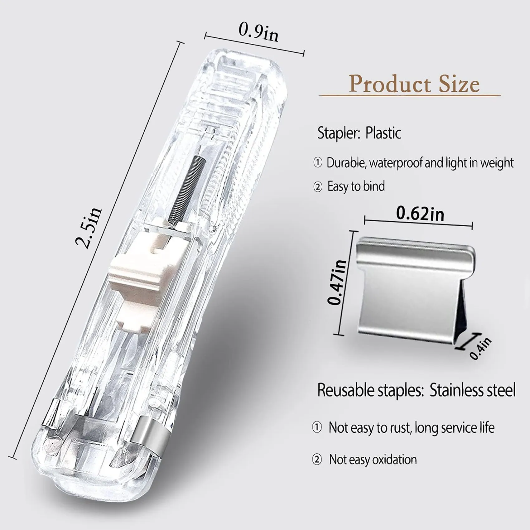2X 사무용품 푸시 스테이플러 대학생을위한 학교 용품 책상 용 미니 스테이플러 스테이플러 소형 스테이플러 세트