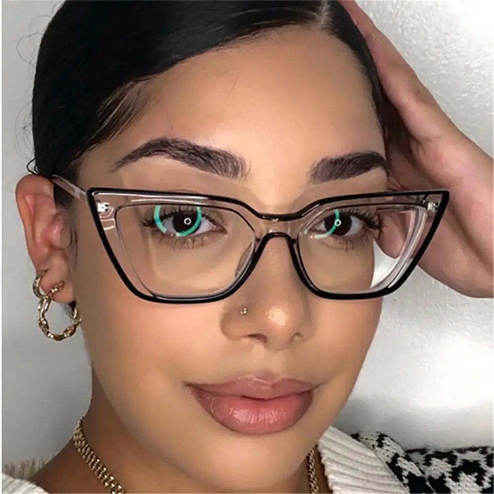 Tr90 Anti Glare Eyewear Anti Uv Women Glasses Cat Eye Nonprescription