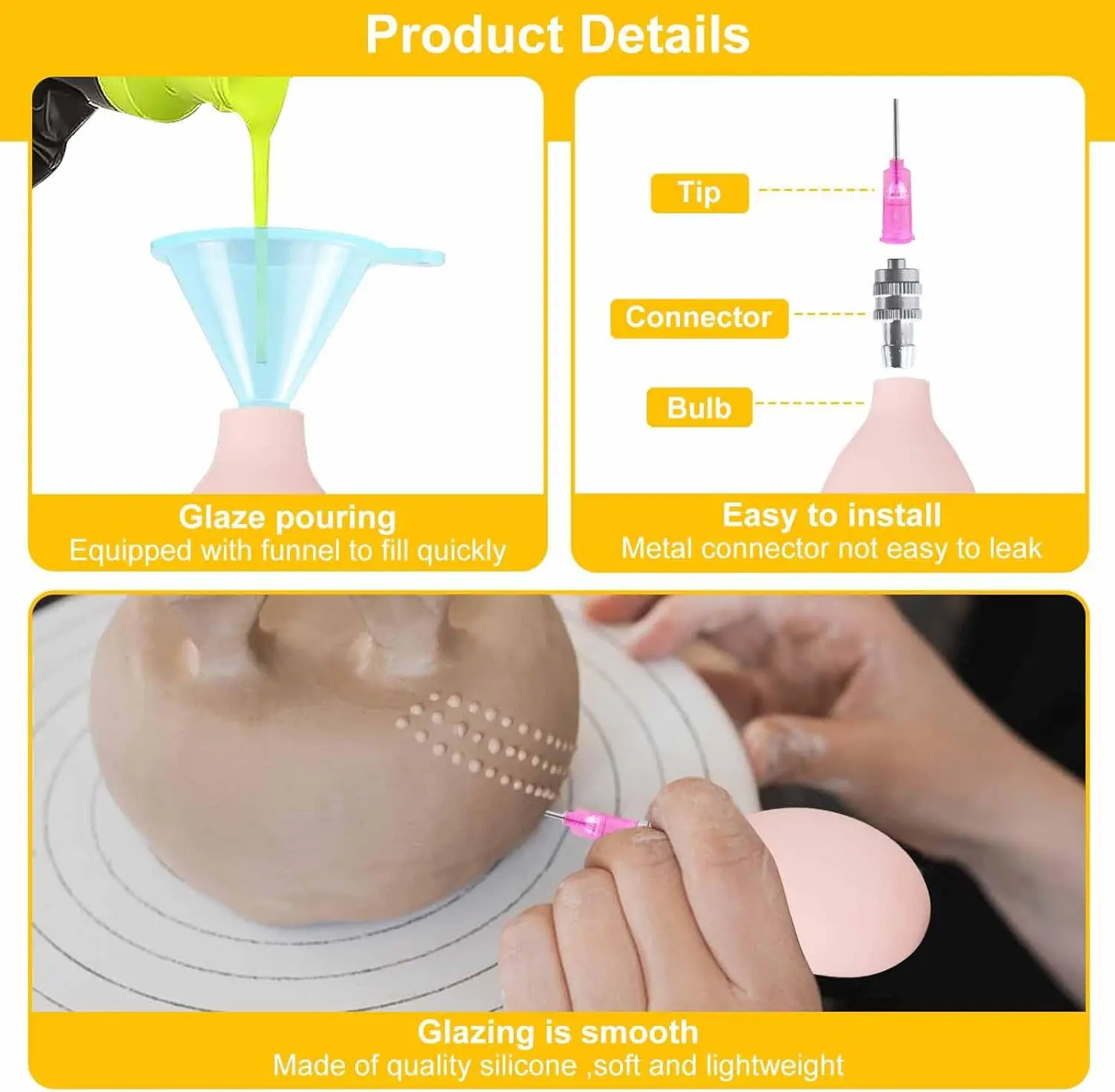 Slip Trailer Bottle Pottery Glaze Precision Tip Applicator Polymer Clay Filling Funnels Ceramic Painting Coloring Supp Tools