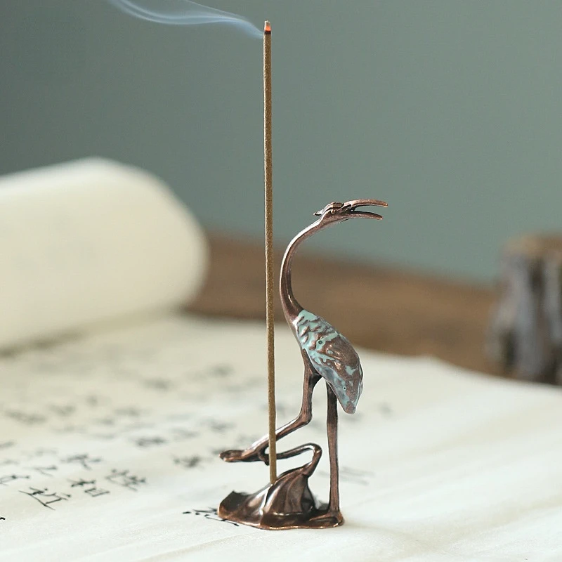 Crane Incense Insert, Incense Holder, Line Incense Insert, Incense Rack, Antique Blue Crane Asking The Sky, Alloy Zen Creativity