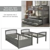 Wooden Bunk Bed Twin Over Twin Size with Trundle and 3 Storage Drawers, Detachable Bunkbeds Frame for Kids Teens Adults Bedroom 4