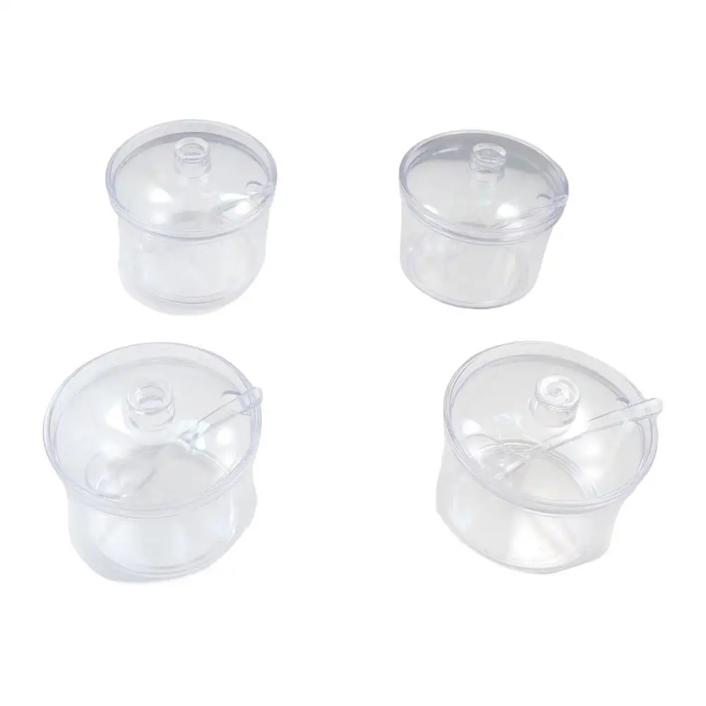 Seasoning Box With Spoon and Lid Acrylic Sugar Bowl Transparent Anti fall Seasoning Jar Visible Condiment Container Dining Table