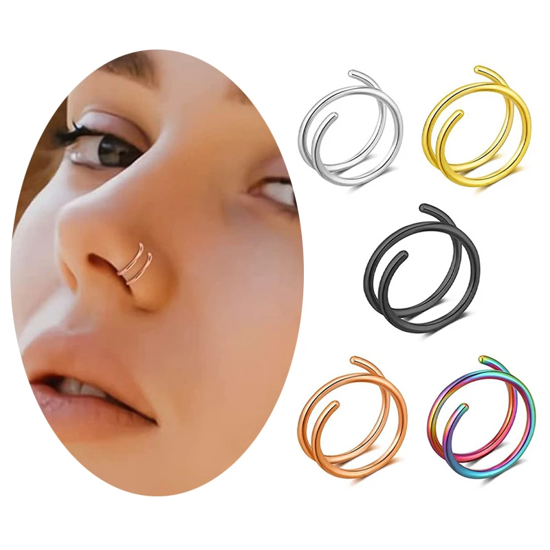 

1PC Men Women Septum Piercing Nose Rings Lip Rings Earrings Rock Hip Hoop Punk Stainless Steel Piercing Nose Rings Body Jewelry