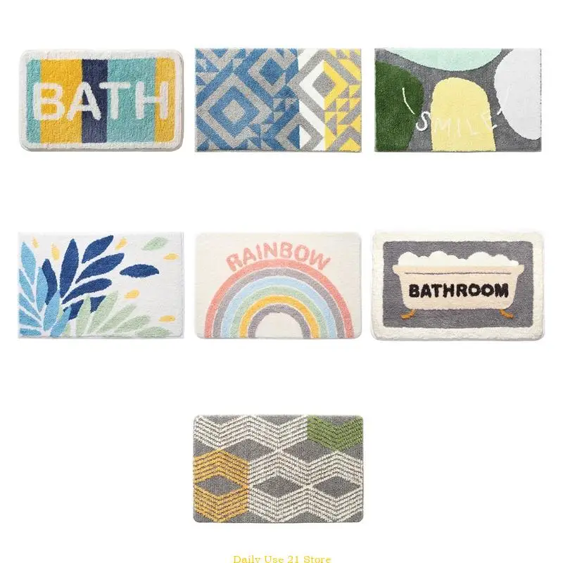 

Rainbow Shaggy Bath Toilet Mat Bathroom Rug Carpet Doormat Non-slip Floor Mat Absorbent Shower Foot Pad Bedroom Decor