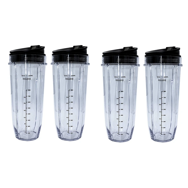 

2X 32-Ounce Cup With Sealed Lid Ninja Replacement Parts And Accessories For Nutri Ninja Auto-IQ 1000W And Dual Blender