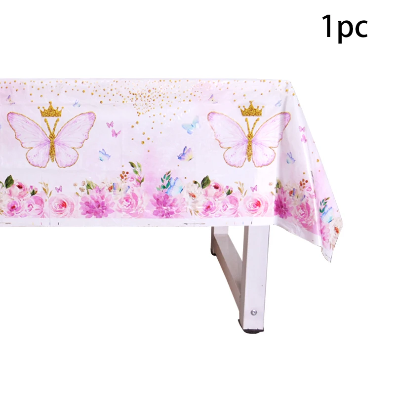 Butterfly Birthday Party Waterproof Tablecloth Spring Summer Outdoor Butterfly Party Table Decor Girl Happy Birthday Party Decor images - 6