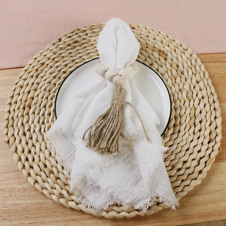 Cotton Napkins 4PCS 42x42cm Cotton Gauze Wedding Napkins Retro Table Decor