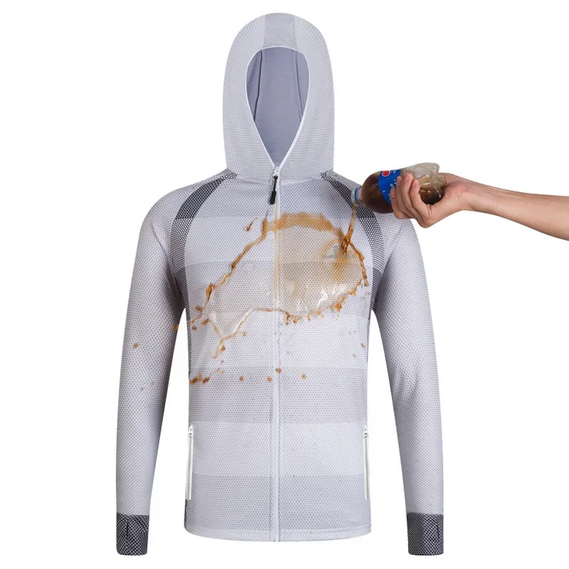 QUESHARK Quick Dry Hydrophobic Anti-fouling Fishing Jacket Men Stain-Resistant Cycling Hiking Trekking Sun-Protective Clothing