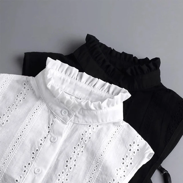 Cache Bouton Chemise Femme Faux Col Amovible Femme - Coton Doux - Style Chemisier élégant - Adaptable à Toutes Les Tenues Chemise Blanche Femme