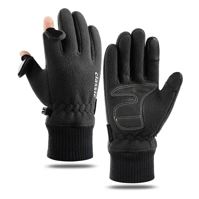 Men Women Winter Polar Fleece Silica Gel Non Slip Touch Screen Driving Mitten Plus Velvet Thick Warm Sport Cycling Glove F22