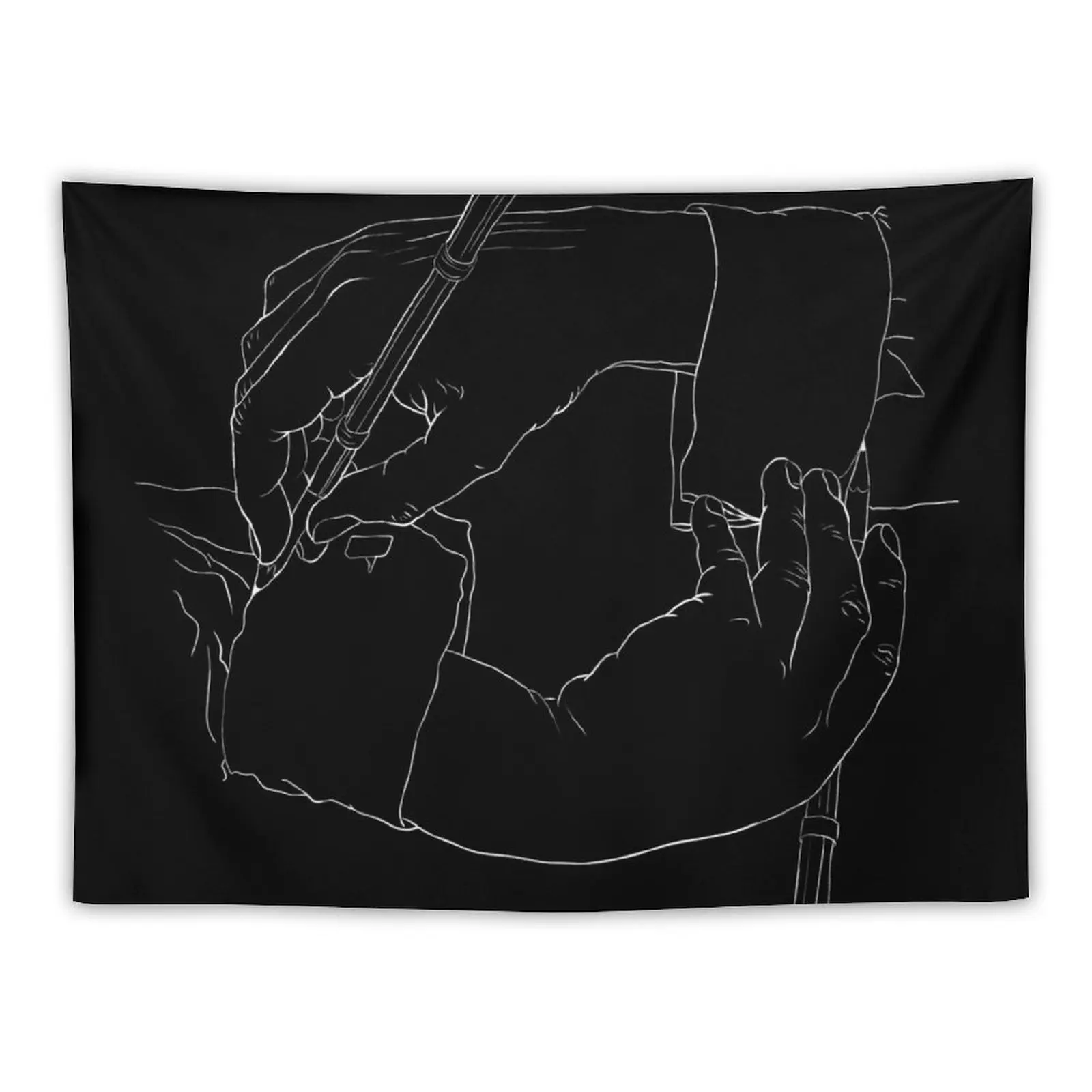 Mani Da Disegno (Nero)-Line Art Da Escher Arazzo Decor Per Arazzo Da Appendere Alla Parete Della Stanza