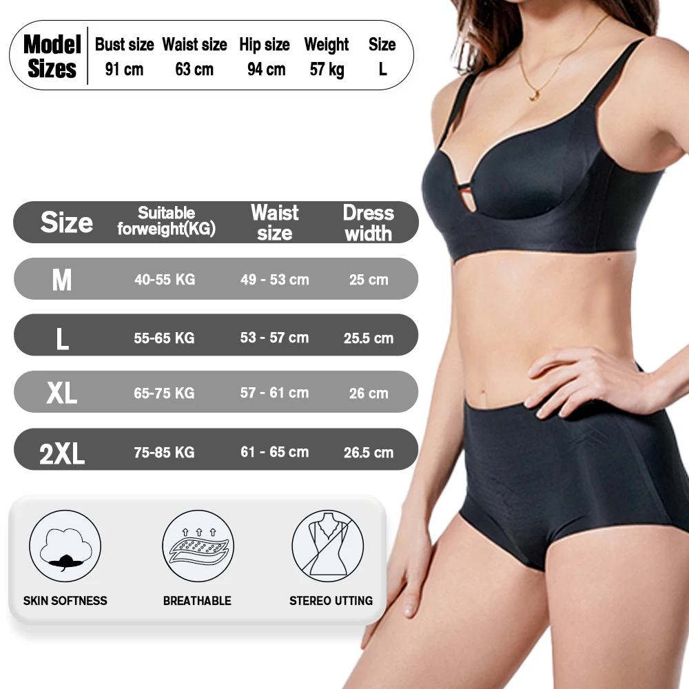 2Pcs Women's Underwear Seamless High Waist Panties Tummy Shaping Panties Hip Lift Body Shaper Panty Large Size Female Underpants