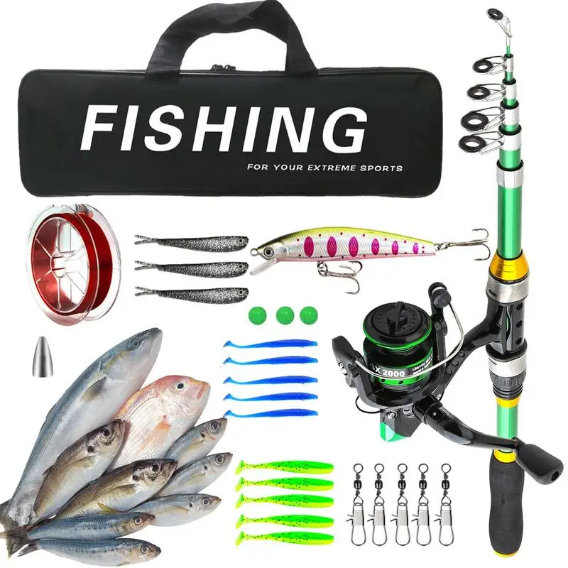 

Telescopic Fishing Pole Folding Fishing Rod Fishing Kit Fishing Gear Set With Lines Hooks Lure Beginner Fishing Rod Set For