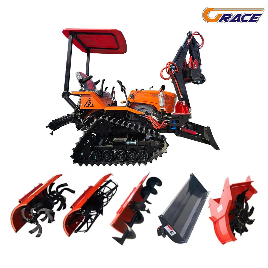 Discount Price Mini 25hp 35hp Diesel Power Tiller Cultivators Agricultural Farming Machine Crawler Tractor