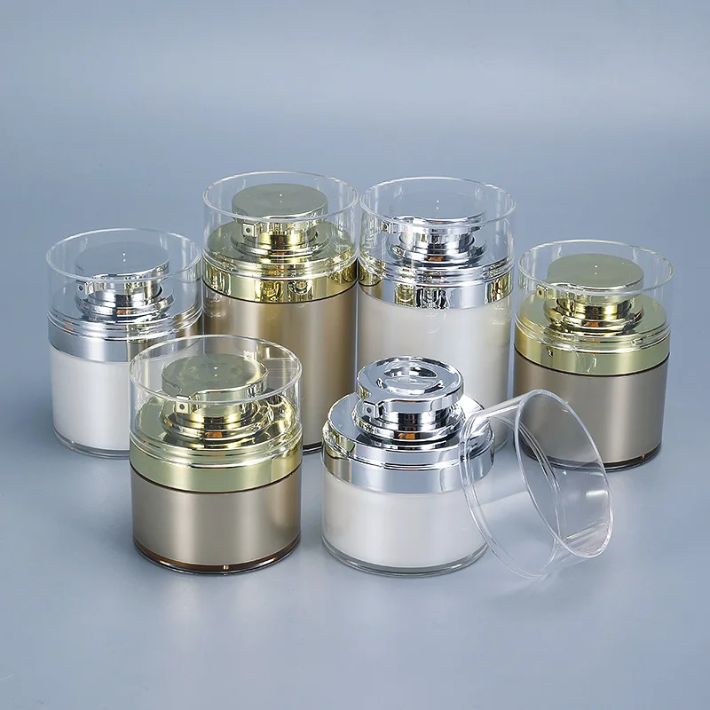 Airless Pump Jars Cosmetic Lotion Refillable Bottle Travel Portable Empty Acrylic Cosmetic Jar Container for Cream and Lotion