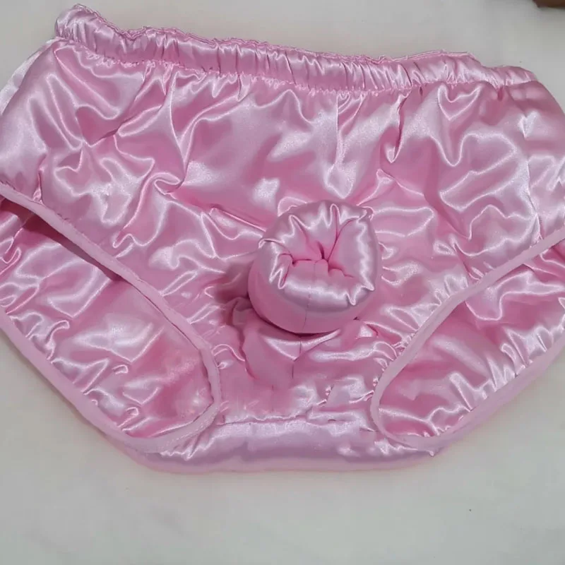 Men Sexy Glossy Soft Floral Silky Touch Briefs Filled Long Staple Cotton Sheath Underpants Warm Strings Anti static Costumes men briefs