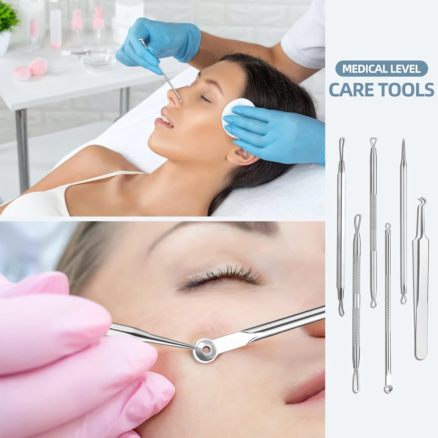 Premium 6-Piece Superior Blackhead Remover Kit for Clearer Skin-High-Quality Professional Tools in Stylish Leather Bag-Ultim