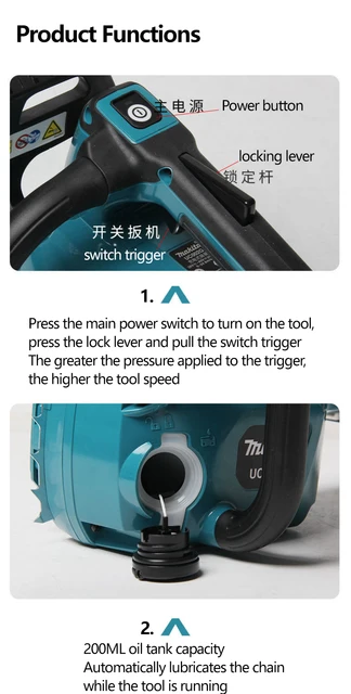 Makita-Tronçonneuse sans fil XighBrushless, UC002GZ, UC003GZ