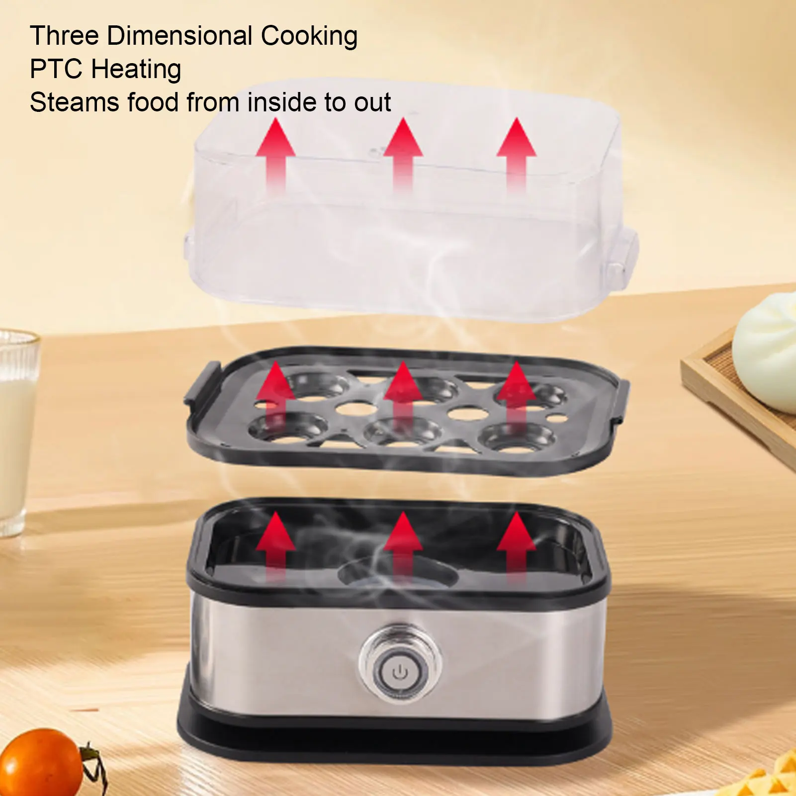 Electric Egg Cooker Rapid Egg Cooker 6 Egg Capacity Stainless Steel Smart Boiled Egg Maker Machine for Home Dorm 2