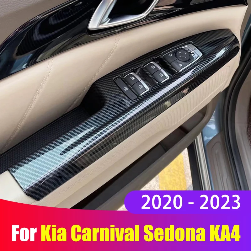

For Kia Carnival Sedona KA4 2020 2021 2022 2023 ABS Car Door Armrest Panel Window Switch Lift Buttons Covers Trim Accessories