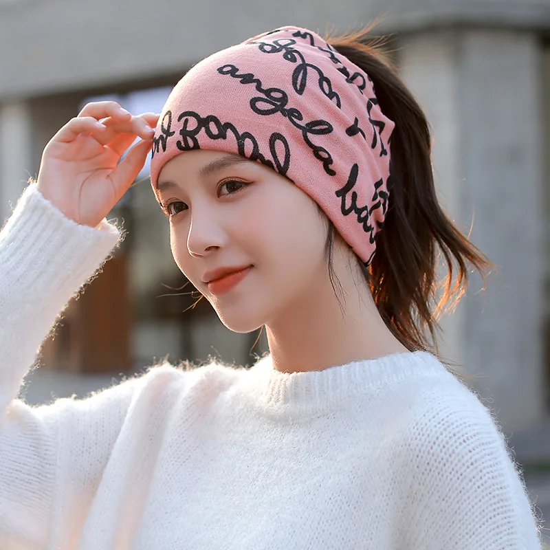 

Korean Women Spring Autumn Winter Warm Cover Headgear Beanies Winter Scarf Knitted Hat Hip-hot Skullies Girls Gorros