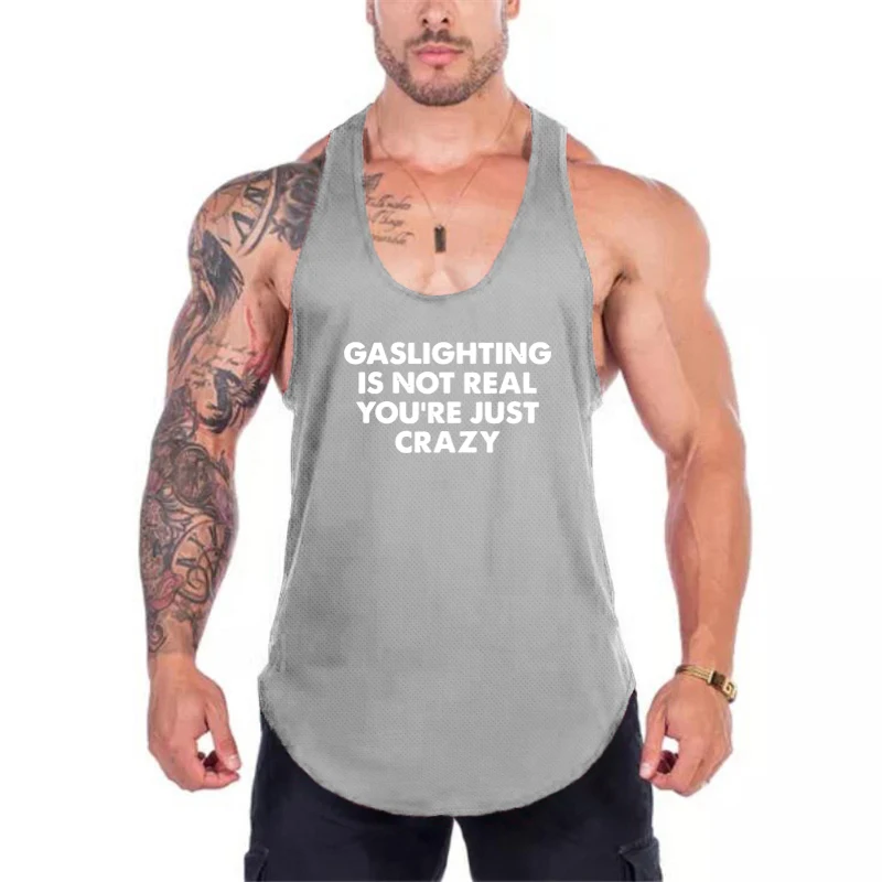 

Muscle Guys Bodybuilding Sleeveless Mesh Quick Dry Gym Clothing Summer Breathable Men's Fitness Casual Fashion Y Back Tank Tops