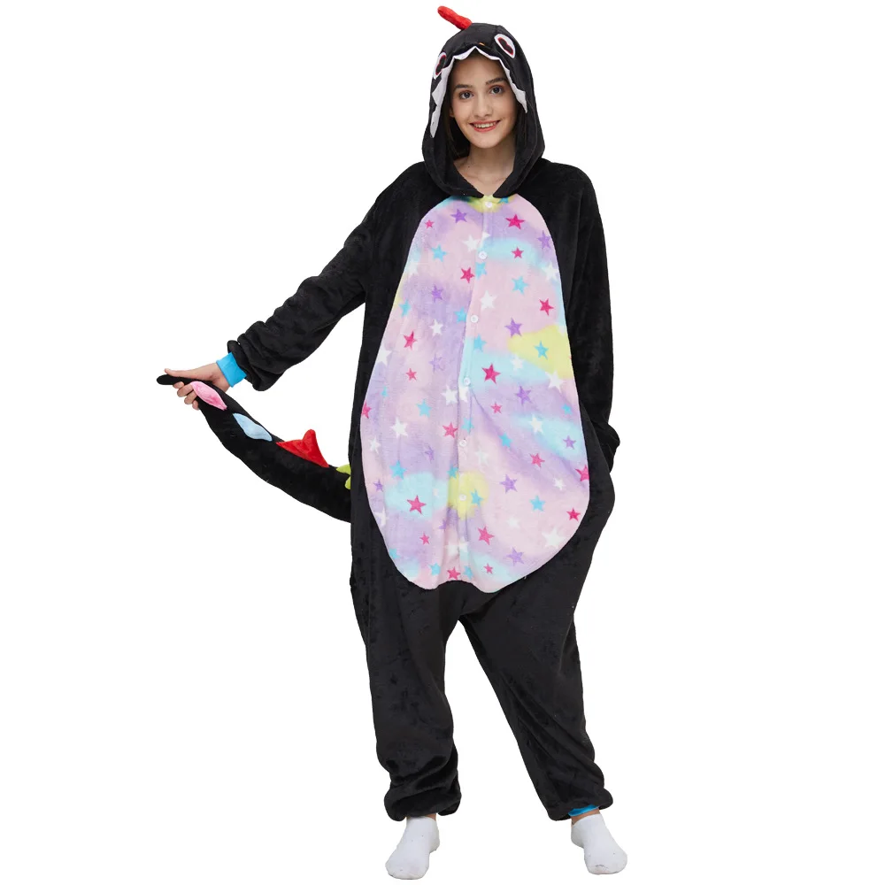 Dragon Onesie Adult Women Animal Dinosaur Onepiece Pajamas Cosplay Suit Halloween Christmas Winter Warm Soft Jumpsuit Sleepwear