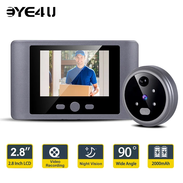 Doorbell Peephole 2.8in LCD Screen Smart Wireless Door Viewer Camera PIR Motion Detection 90° Wide Angle Night Vision Door Bell 1