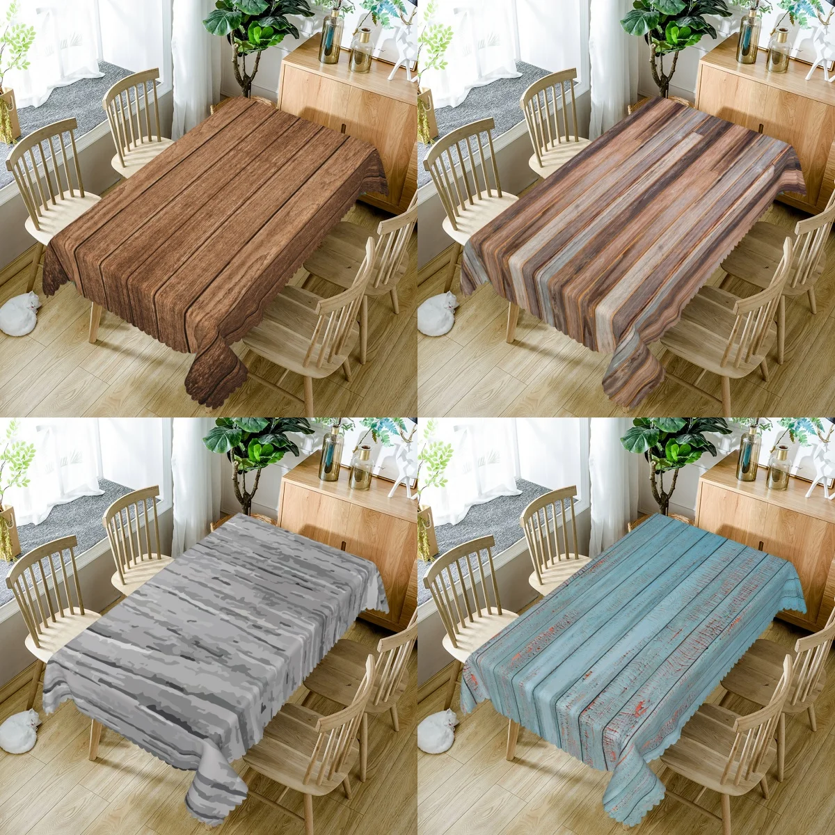 Wood Grain Tablecloth Natural Rustic Rectangular Table Wooden Texture Waterproof Dining Table Decor for Kitchen Party Home Decor 1