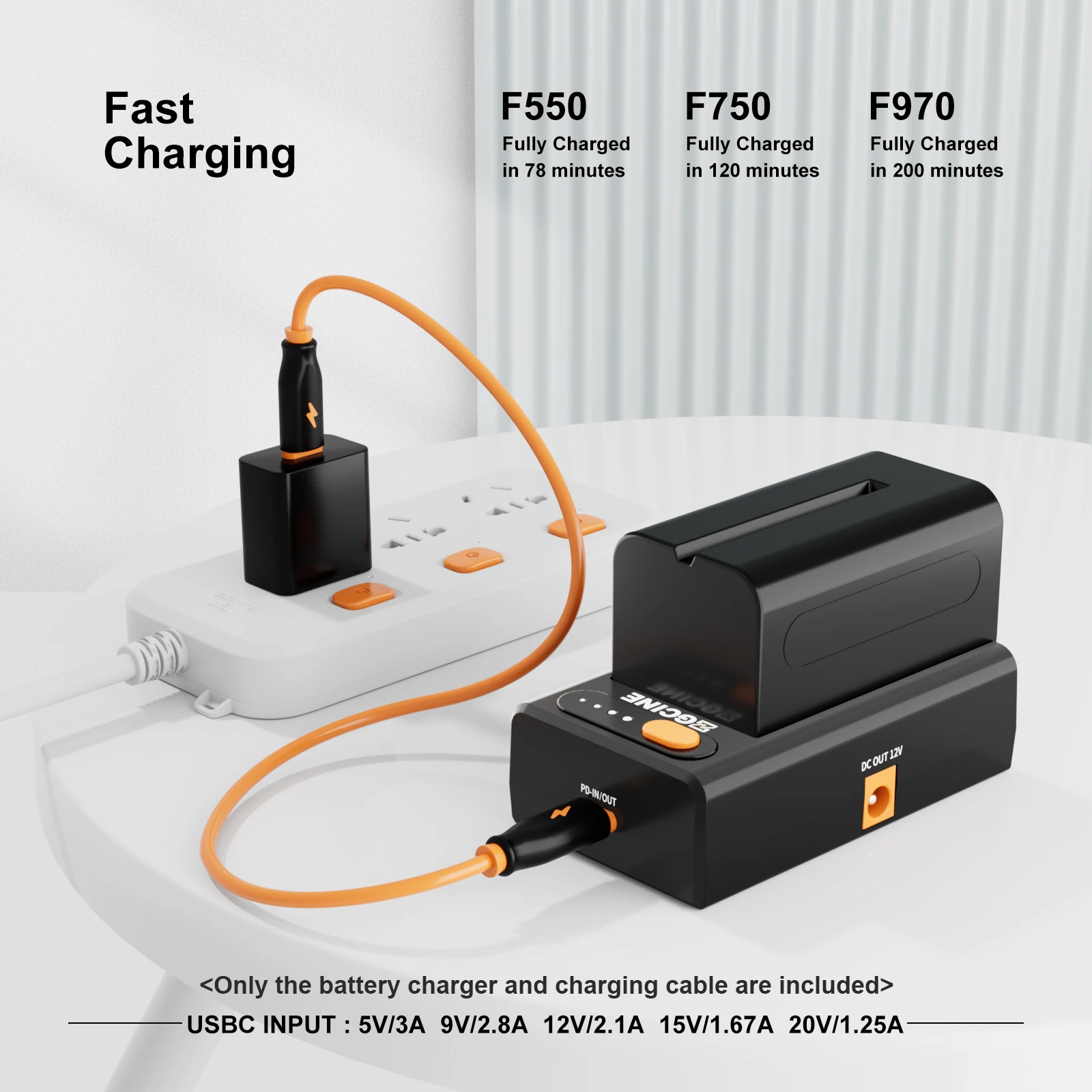NPF-02 NP-F Series Battery Charger Adapter Plate DC12V DC8.4V DC Outputs 1/4 Inch for NP-F970/ NP-F750/ NP-F550 Batteries