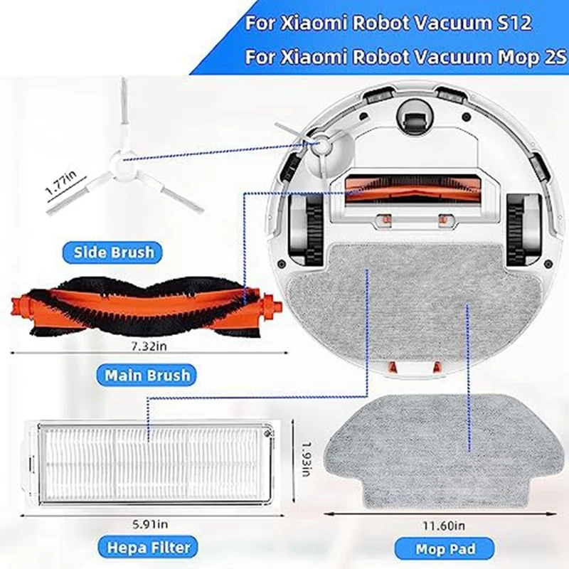 For Xiaomi Robot Vacuum S12 & Vacuum Mop 2S Robot Vacuum Cleaner Spare  Parts Main Side Brushes Filters Mop Wipes - AliExpress