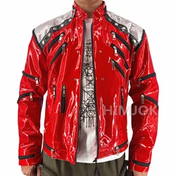 Rare MJ Michael Jackson Style Red Leather Beat It Jacket for Adults  Cosplay Impersonate XS-4XL