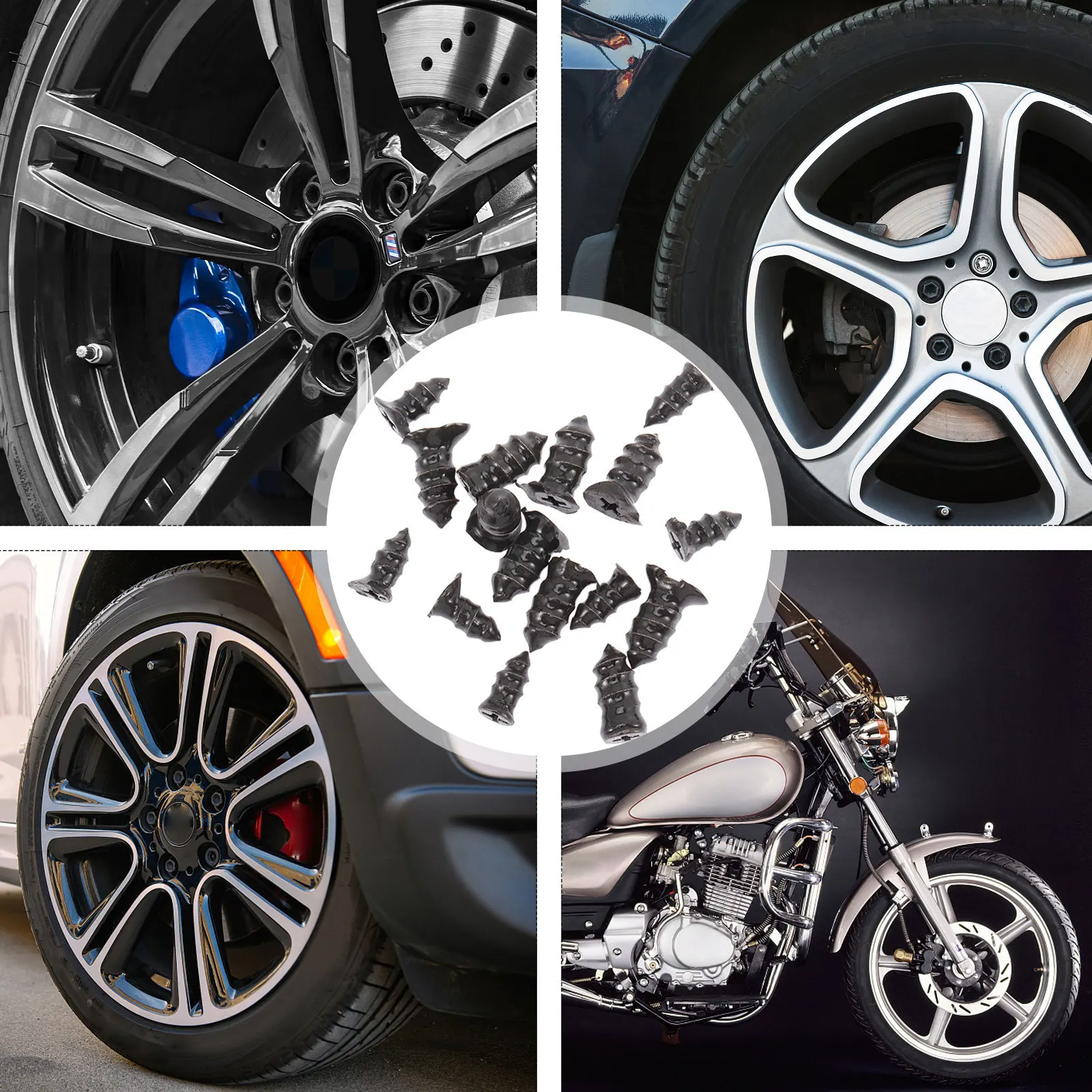 32Pcs 타이어 수리 도구 고무 못 산악 도로 접이식 바퀴용 고내구성 자동차 타이어 수리 나사