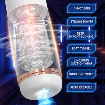 Thrusting Rotating Masturbators Cup for Men Automatic Suction Hand Free Pocket Pussy Male Stroker Penis Stimulator Adult Sex Toy