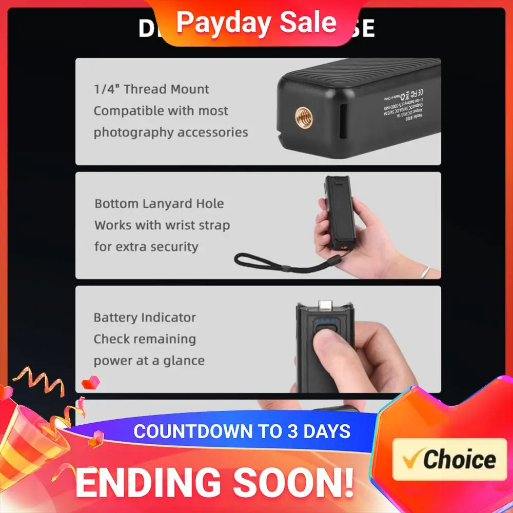 Batterie Poignée pour DJI Osmo Pocket 3, Charge Rapide Type-C, Autonomie Longue Durée