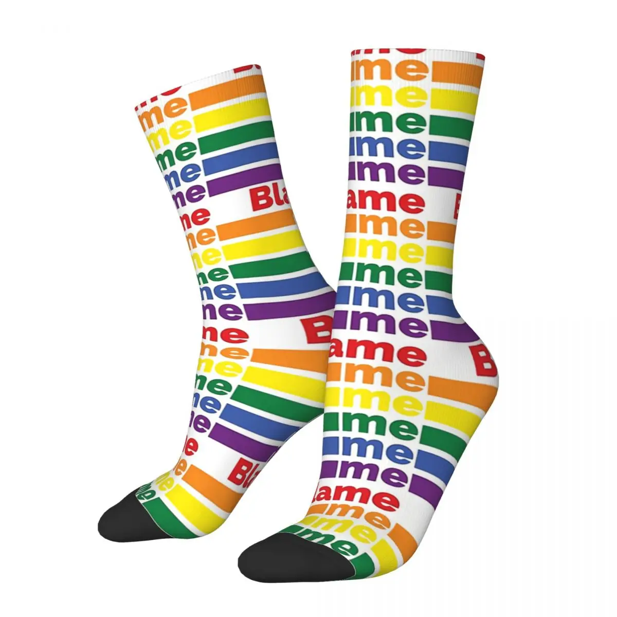 

Funny Men's Socks Blame Me Retro Harajuku LGBTQ Pride Hip Hop Novelty Crew Crazy Sock Gift Pattern Printed